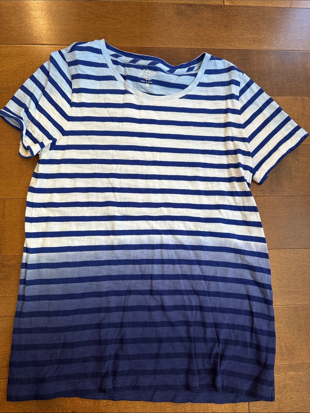 J. Crew Navy and Light Blue Striped Knit Tee